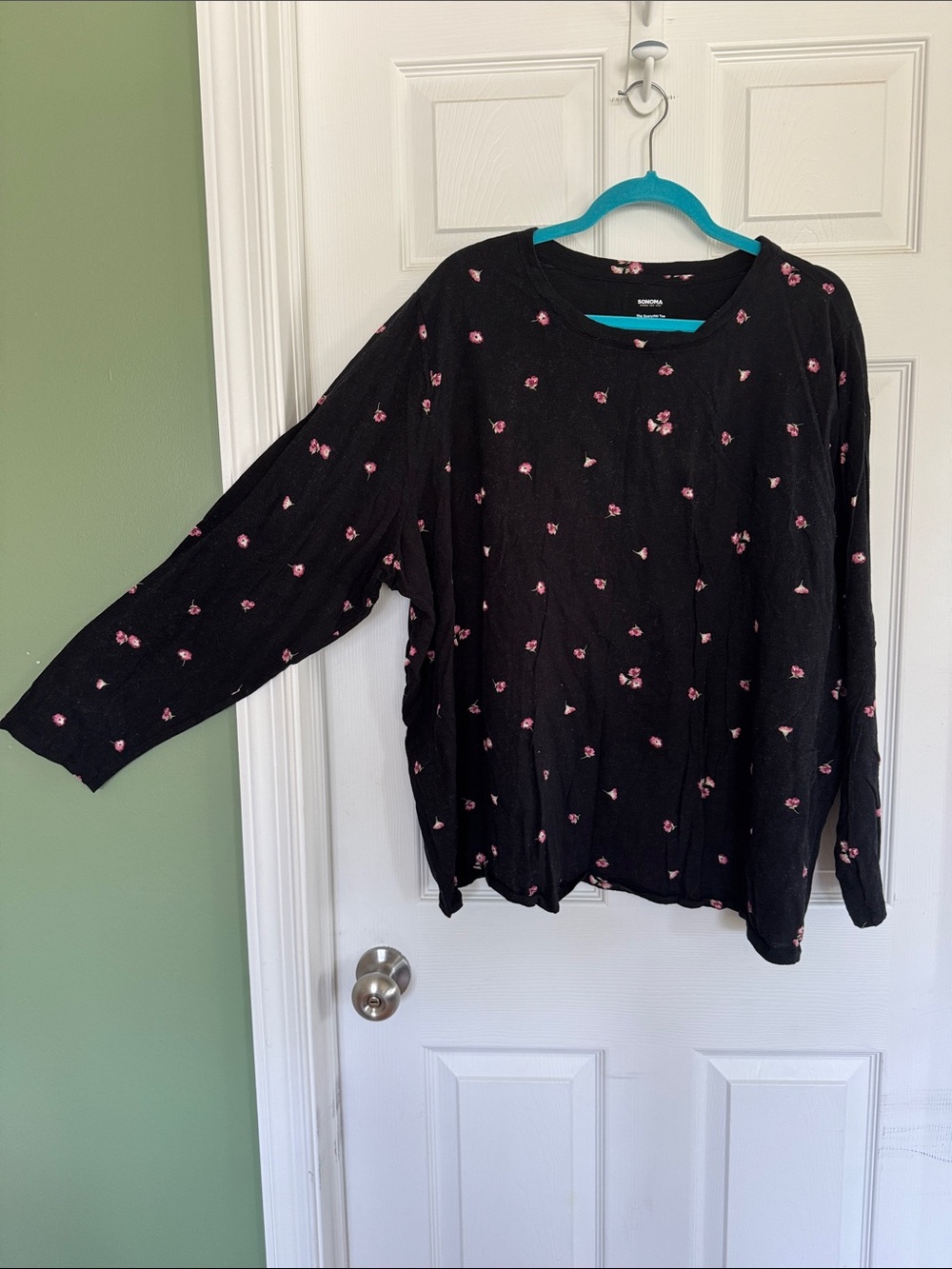Sonoma Black Floral Long Sleeve T-shirt